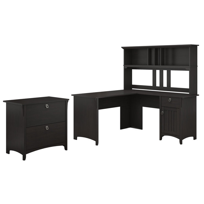 Ovia Piece Writing Desk Office Set, Vintage Black