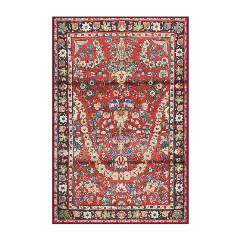 Tapis traditionnel rouge / noir Dohosan, Rectangle 2 pi x 4 pi