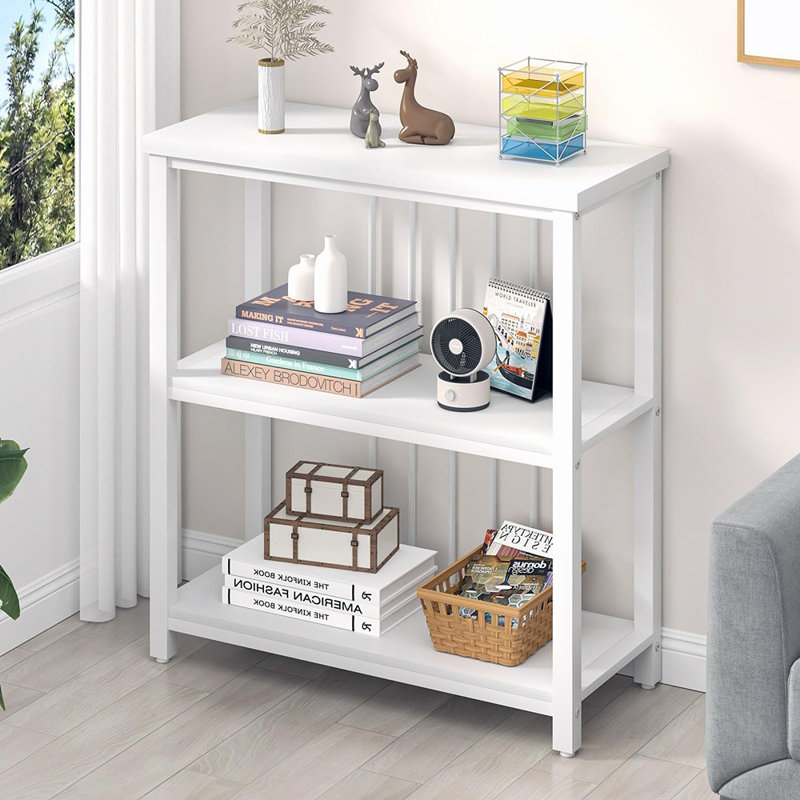 Petite bibliothèque, bibliothèque moderne à 3 niveaux, bois et métal