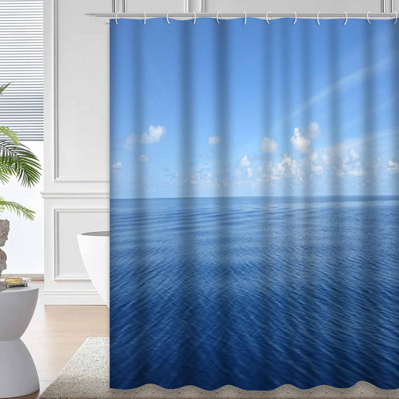 Rideau de douche bleu imperméable, rideaux de douche pour la salle de bain avec 12 crochets, 72" L x 78" W