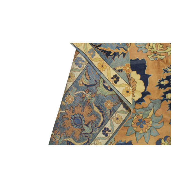 Zarbof Hand-Knotted High-Quality Blue and Beige Area Rug