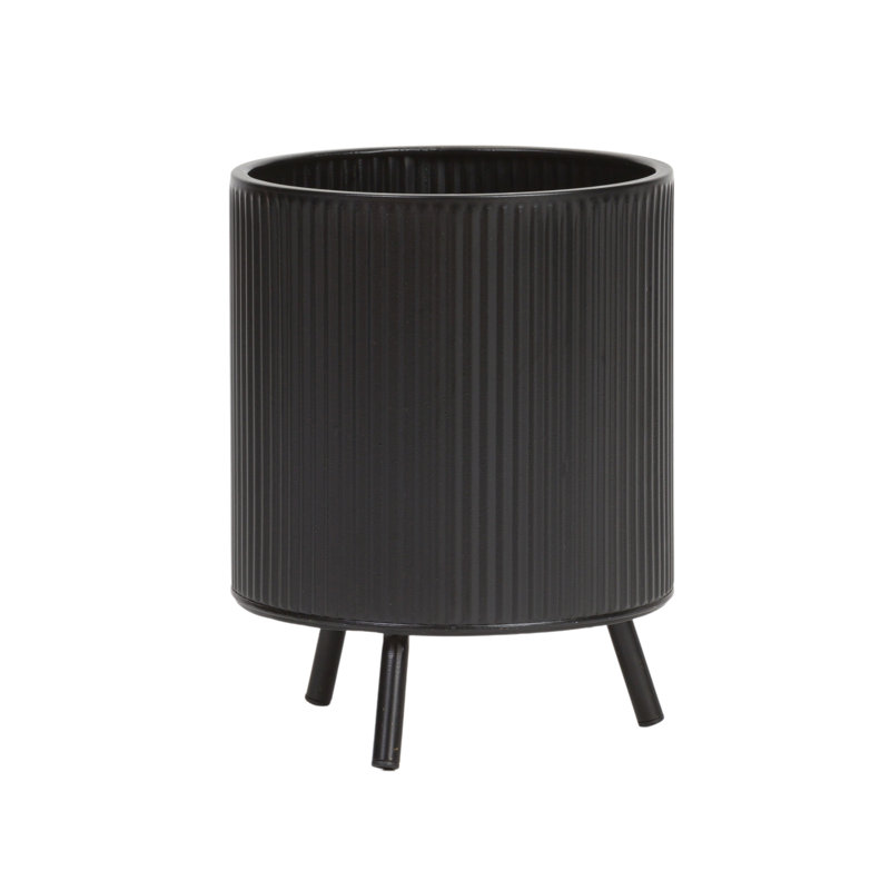 Clemansa Everett Pot with Nyra Base, 10.5" H x 8" W x 8" D, Black