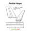 3x Clear 200 mm Acrylic Low Profile Flexible Living Hinges, Continuous