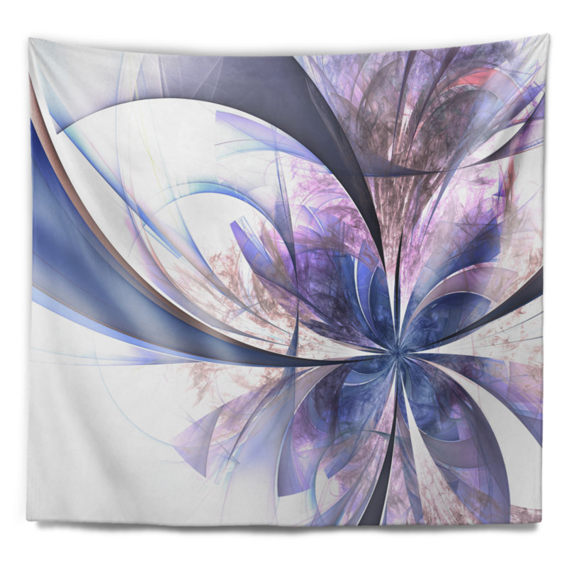 Tapisserie de fleurs à motif floral fractal, H 50 po x l 60 po
