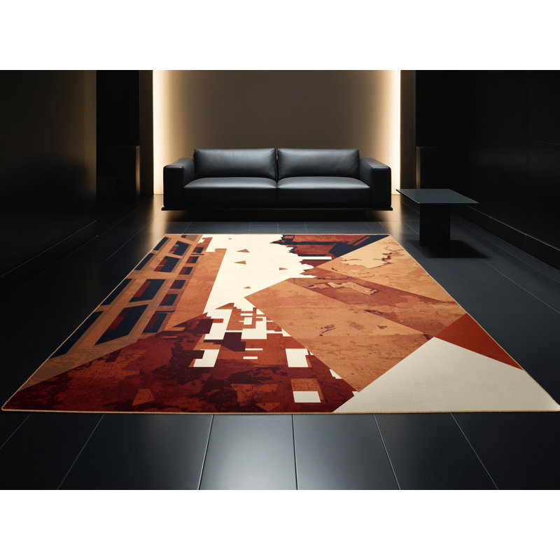 Tapis brun moderne délavé à la machine Bridgewater, 2 x 5