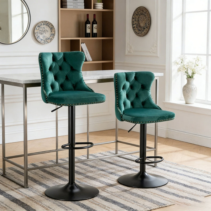 Tabourets de bar modernes et rembourrés, Vert