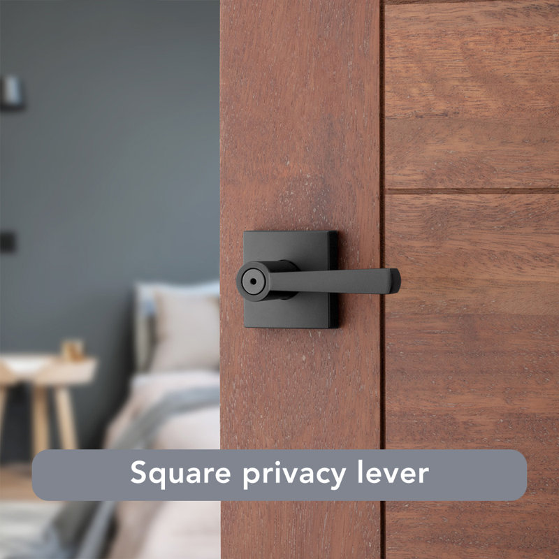 Square Matte Black Privacy (Bed & Bath) Door Lever