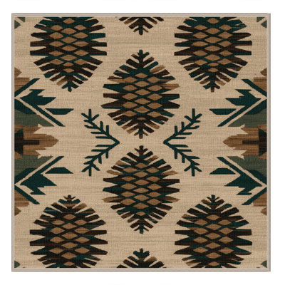 Washable Pinon Pine Cone Southwestern Area Rug