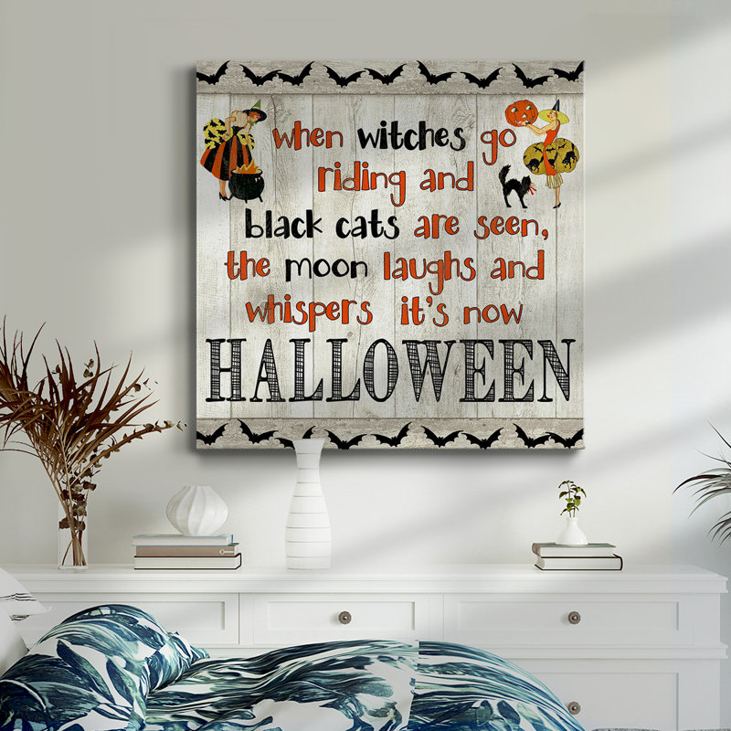 Poème d'Halloween - Toile tendue avec châssis de qualité supérieure - prête à être accrochée