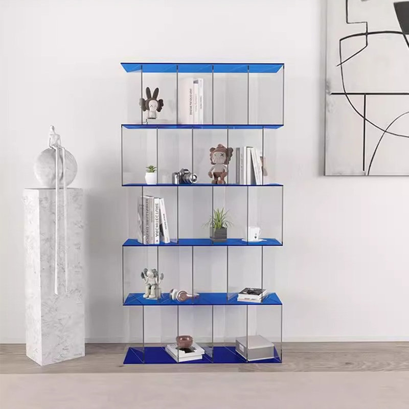 Bibliothèque transparente en acrylique, Bleu