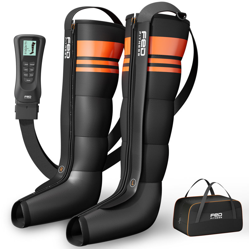 Masseur de jambes à compression d'air FED Fitness LM1, 3 modes et 4 intensités pour les pieds et les mollets, taille S
