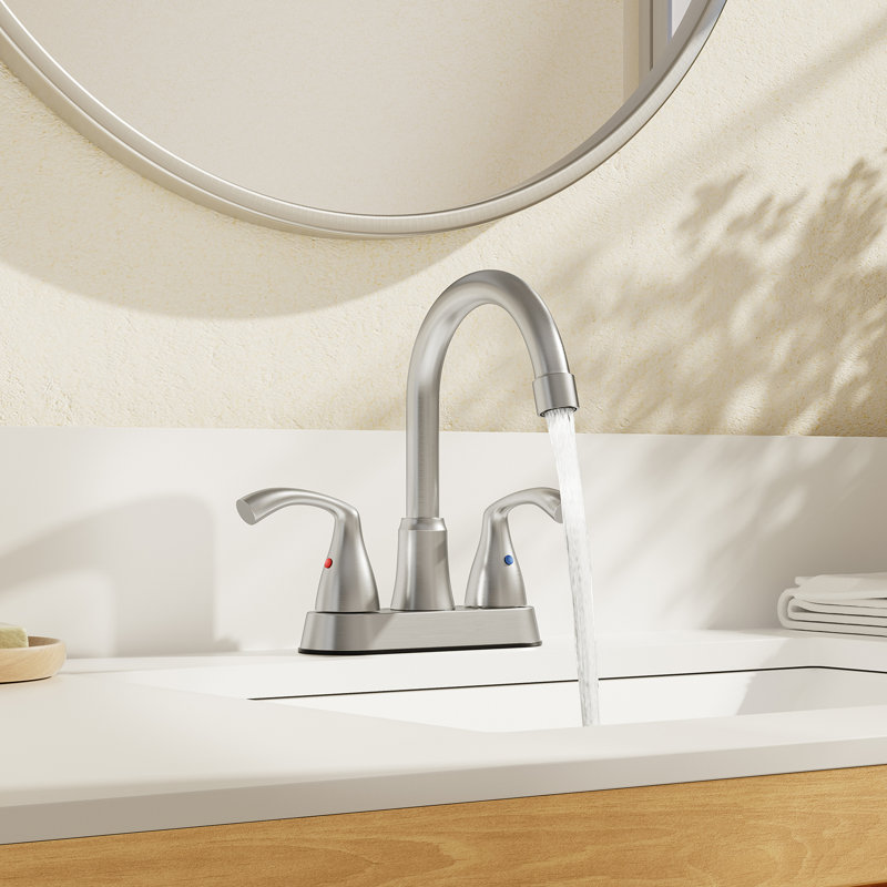 NO 2-handle Bathroom Faucet with Drain Assembly, Brushed Nickel