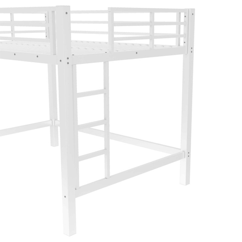 Lit mezzanine robuste en métal avec double échelle et conception peu encombrante, Lit double