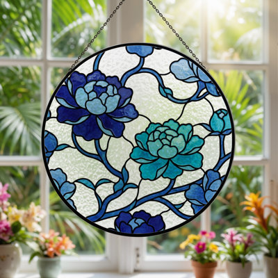 Panneau de vitrail floral 12 "H 12"