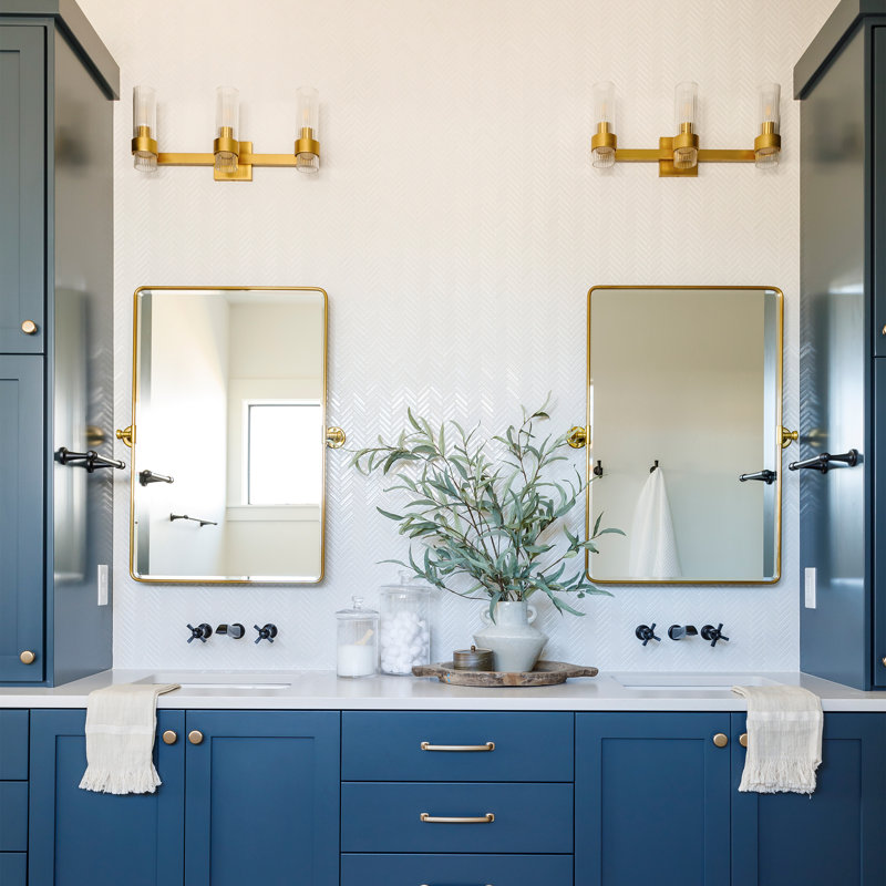 Geneva Burnished Brass 3-Light Vanity Fixture with Fluted Shades