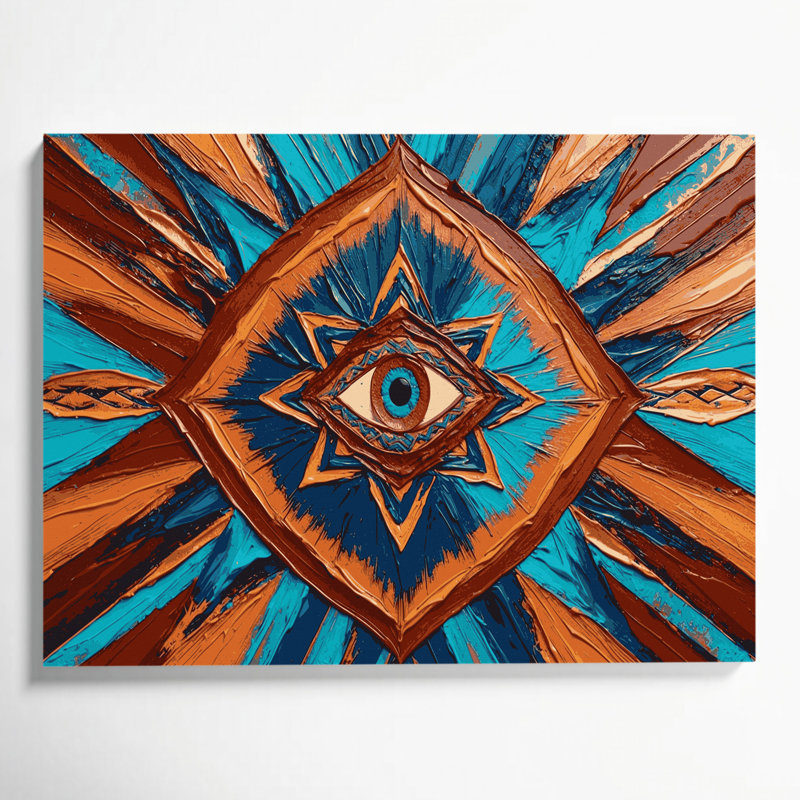 Art mural sur toile brun à motif sud-ouest 223 Ojo de Dios, H 20 po x l 30 po