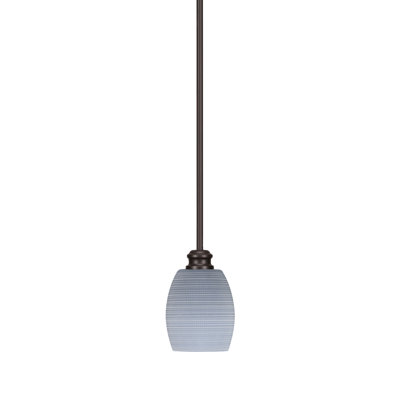 Edge Stem Hung Mini Pendant With 5" Gray Matrix Glass