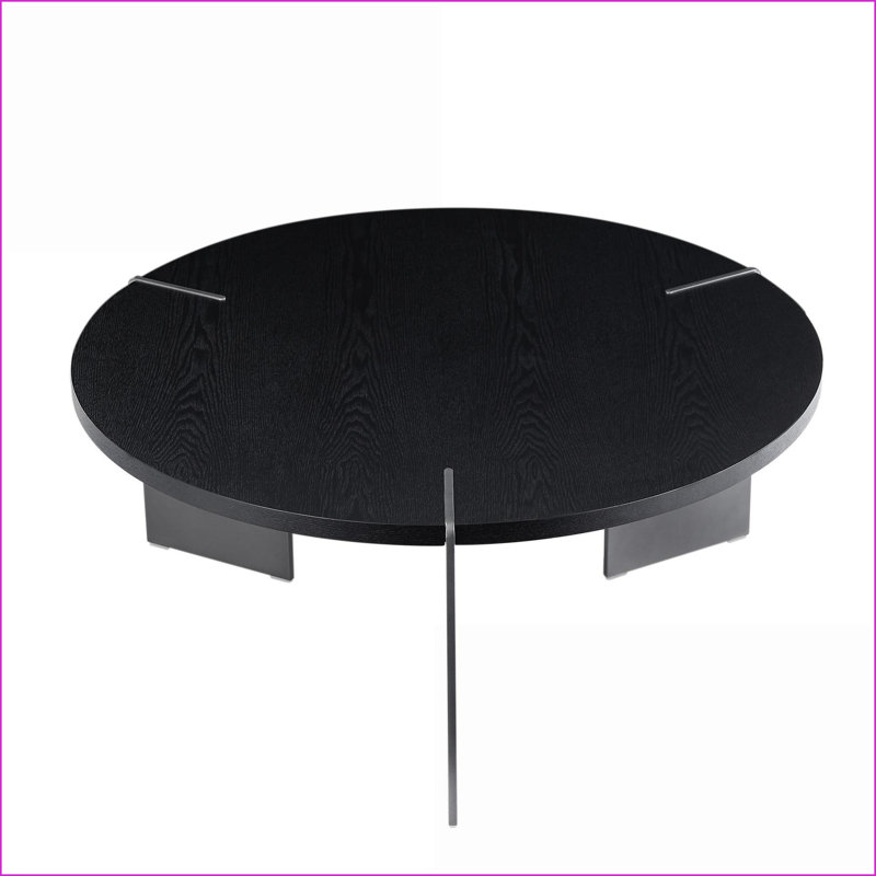 Table basse en bois de chêne noir pour le salon, lignes lisses faciles à nettoyer et amp; Structure en métal robuste, Noir