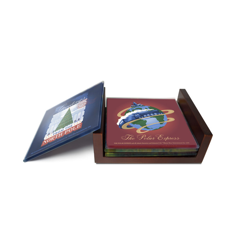 (Symboles) Ensemble de sous-verres en verre Starfire, Polar Express / 20e anniversaire