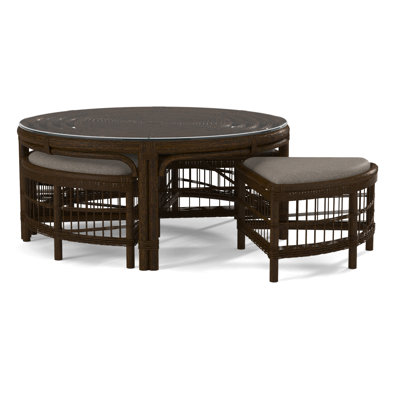 Raffles Rattan Cocktail Table with Benches