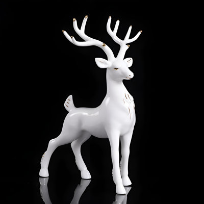 Delicate Ceramic Deer Decor – Timeless White Glazed Art Piece