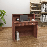 Nasjah 47" Walnut Reception Desk w/Transaction Counter | Multifunctional Front Desk