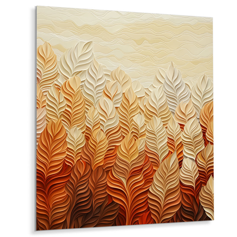 Fougères dansant en automne - paysage mural en métal, impression traditionnelle, H 44 po x l 34 po x P 0,84 po
