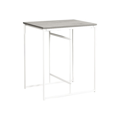 Table rectangulaire de 32 po de hauteur comptoir, revêtement en stratifié gris, métal blanc, pieds de cuisine en métal, élégant