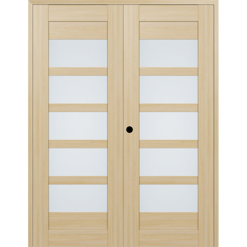 Portes françaises préfinies en verre Avon, Frêne de la loire, 63,5 po x 79,375 po, Réversible