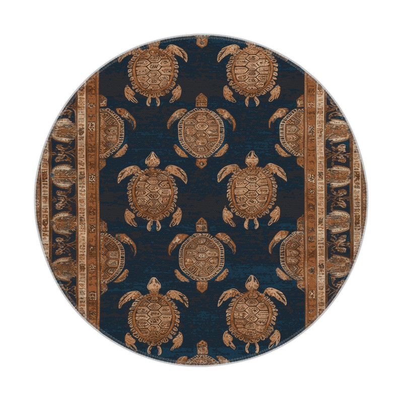 Tapis d'intérieur et d'extérieur brun Persian, Rond 5 pi