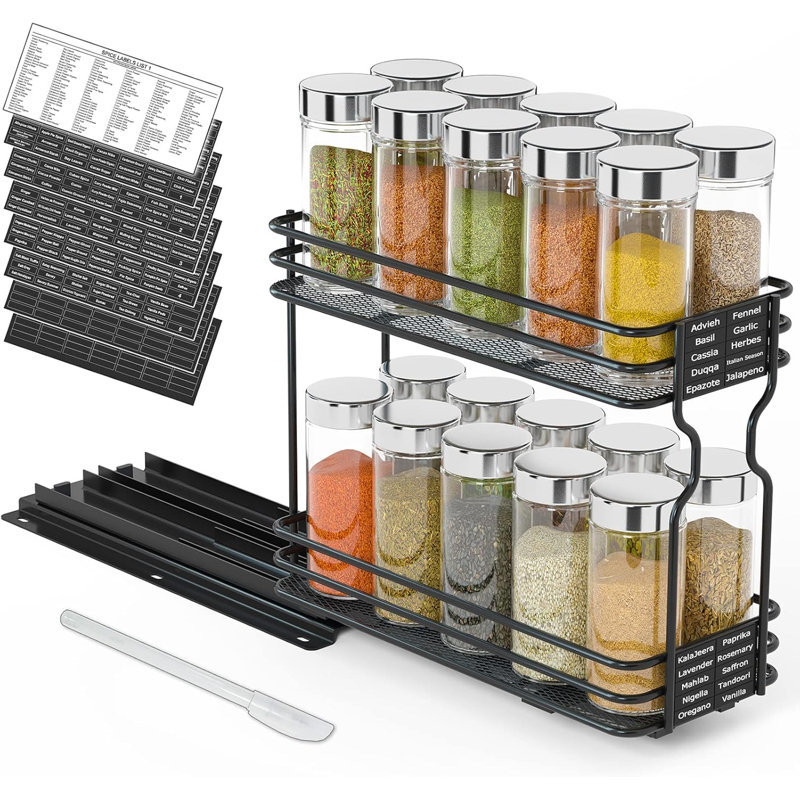 Étagère à épices escamotable pour armoire, organisateur de cuisine coulissant robuste, 4 10 10.5