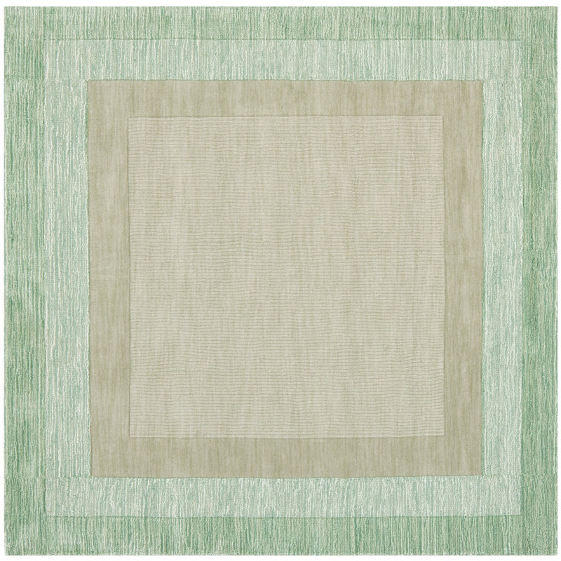 Tapis vert / beige en laine touffeté à la main Frederica, Carré 4 pi