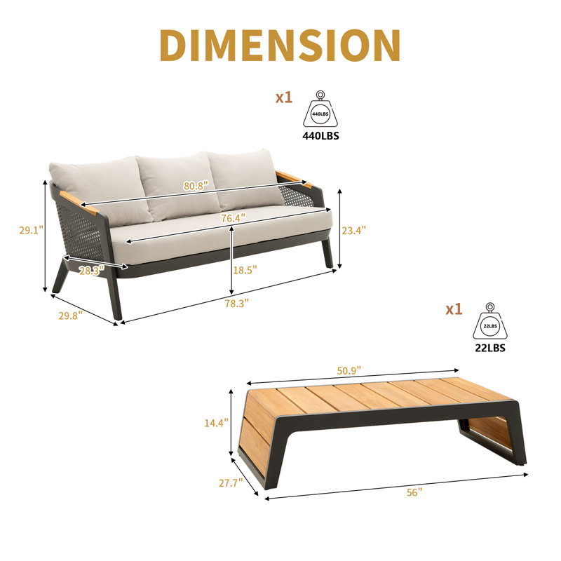 Ensemble de conversation modulaire d'extérieur 2 pièces