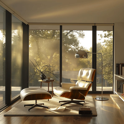 Real Leather lounge chair with Solid Wood