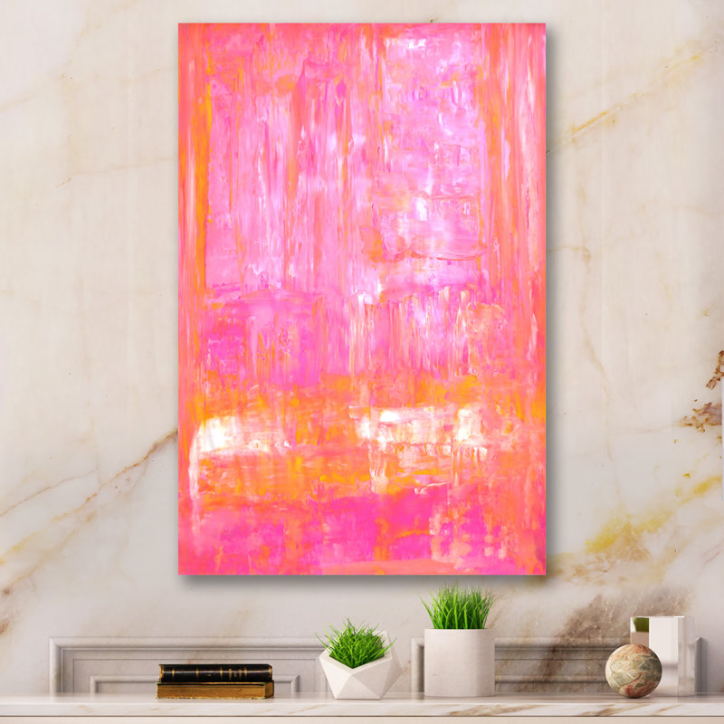 Pink And Orange Abstract Art V Framed On Canvas Painting