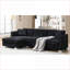 Canapés modulaires | Canapé moderne en L à 4 places en forme de L à 4 places, méridienne surdimensionnée pour bureau | Chenille | Noir