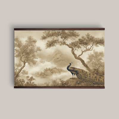Extra Large Vintage Peacock Wall Art – Statement Landscape Botanical Canvas Wall Hanging