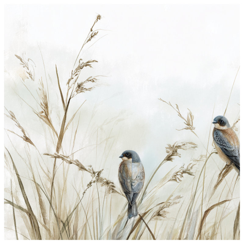 Two Birds On Grass Blankets, 50in W x 60in H