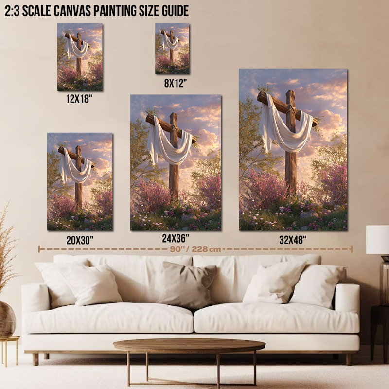  Grand art mural de Pâques - toile de printemps, décoration murale, œuvre d'art religieuse chrétienne pour la maison, peinture tendue avec cadre en pin, 28 po x 40 po