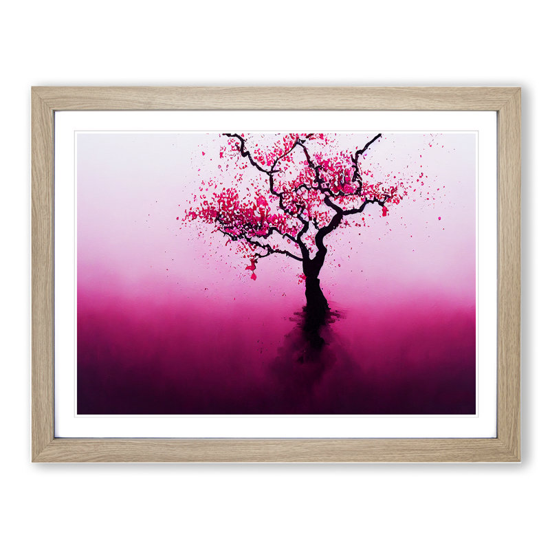 Impressive Blossom Tree - Single Picture Frame Print, 34cm H x 46cm W x 2cm D, Oak