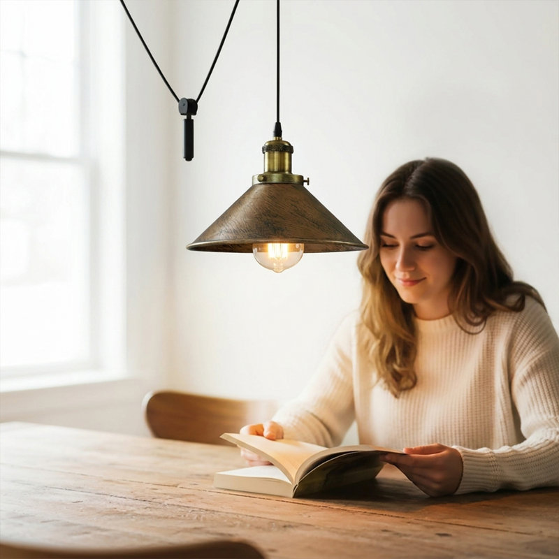 Anahla 1-Light Modern Industrial  Cone Pendant – Adjustable Ceiling Fixture for Contemporary Spaces, No, Brushed Copper