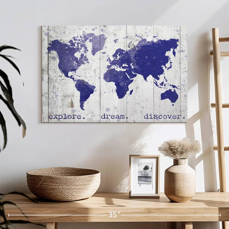 Explore Dream Discover World Map, 16" H x 24" W