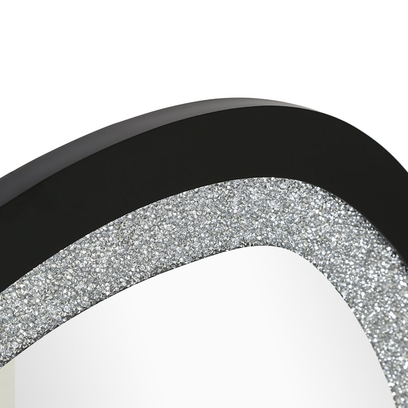 31.9’’ W Irregular Faux Diamonds Modern Black Wall Mirror