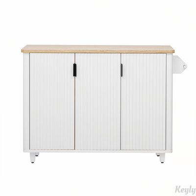 Îlot de cuisine sur roulettes avec support de rangement interne Farmhouse