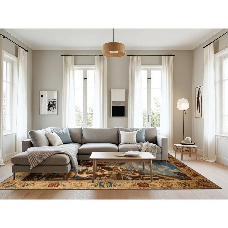 Tapis brun français lavable à la machine, Rectangulaire 8 pi x 12 pi