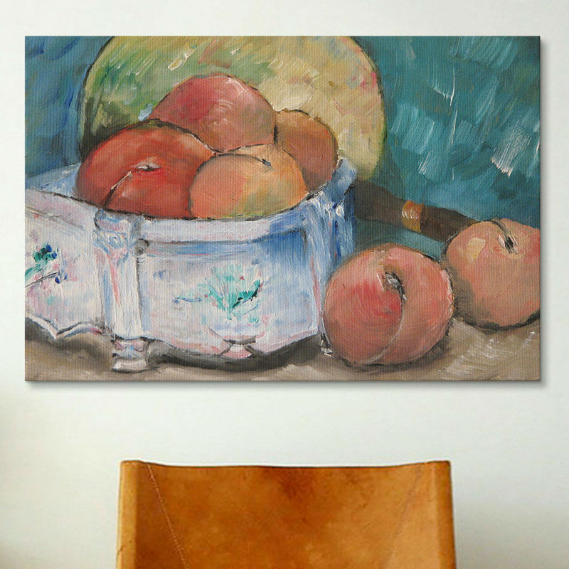 « fruit bol » par paul cezanne, reproduction d’art sur toile, H 26 po x l 40 po x P 1,5 po, Toile tendue, Pas de tapis