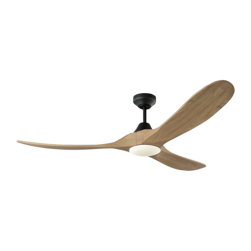 Visual Comfort Fan Maverick Smart 60 LED Indoor Ceiling Fan with Threaded Downrod, Washed White Oak blades and Handheld Remote