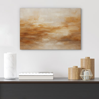 «Golden Amber Abstract Landscape», reproduction d'art sur toile encadrée