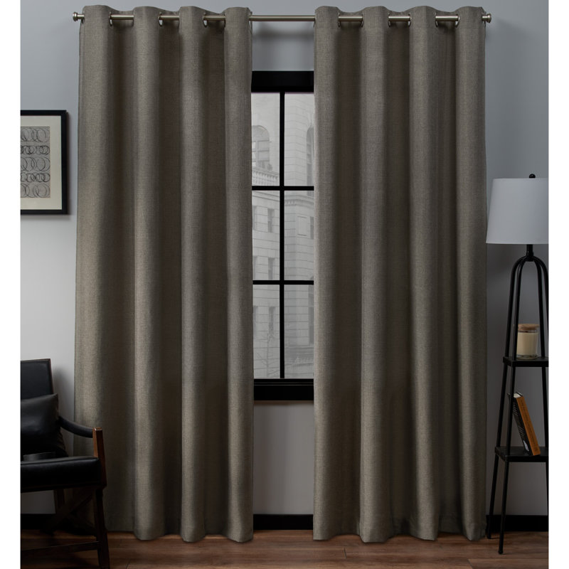 Loha GT Aaliyah Solid Color Semi-Sheer Grommet Curtain Panels, Cafe, 52" W x 108" L