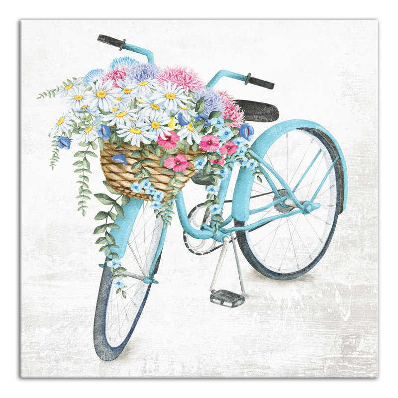 «Painted Floral Bike», reproduction d'art sur toile tendue